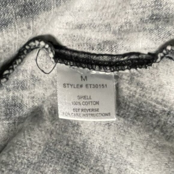 Oli & Hali Acid Wash Denim Shirt M Oversized Distressed Snap Front Patchwork - Picture 12 of 15